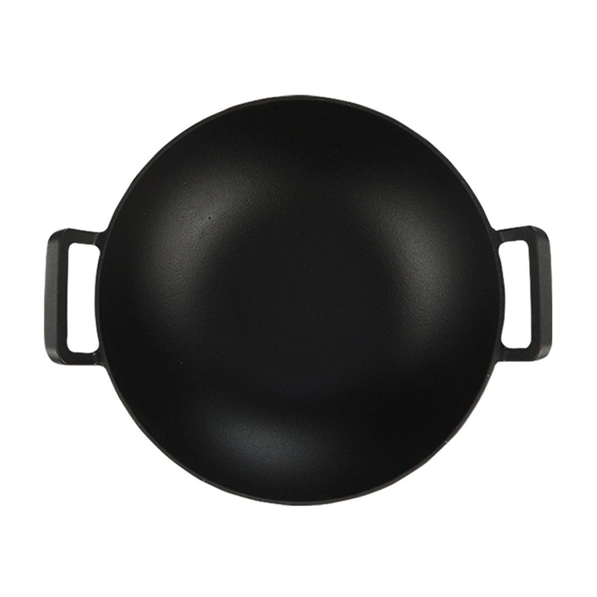 CAST IRON WOK WITH HANDLES 380MM <br> BLACK