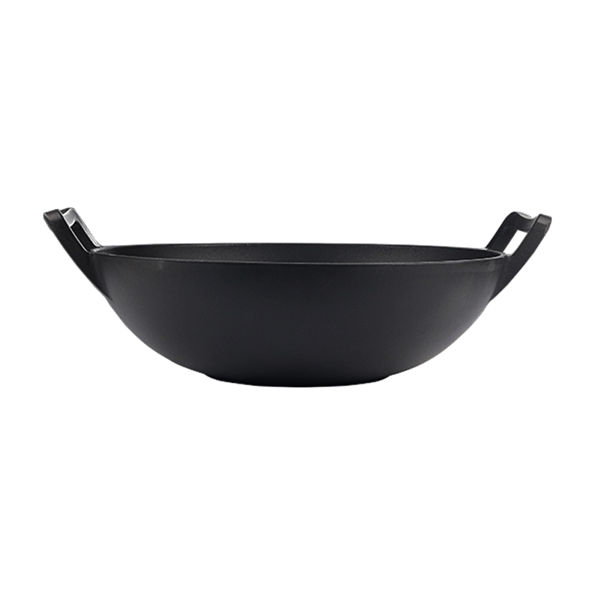 CAST IRON WOK WITH HANDLES 380MM <br> BLACK - Image 2
