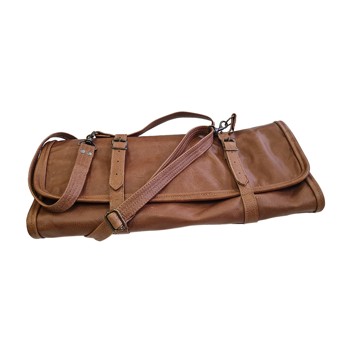 ROLL-UP FULL LEATHER KNIFE BAG <br> 10 POCKET <br> By TM Leather - Image 6