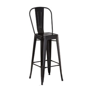 METAL TOLIX BAR STOOL <br> WITH ROUNDED BACK <br> Black