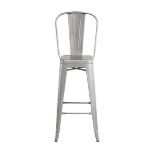 METAL TOLIX BAR STOOL <br> WITH ROUNDED BACK <br> Raw Steel