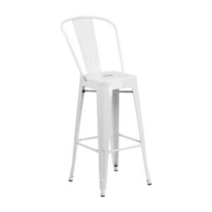 METAL TOLIX BAR STOOL <br> WITH ROUNDED BACK <br> White