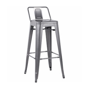 METAL TOLIX BAR STOOL <br> WITH SQUARE BACK REST <br> Raw Steel
