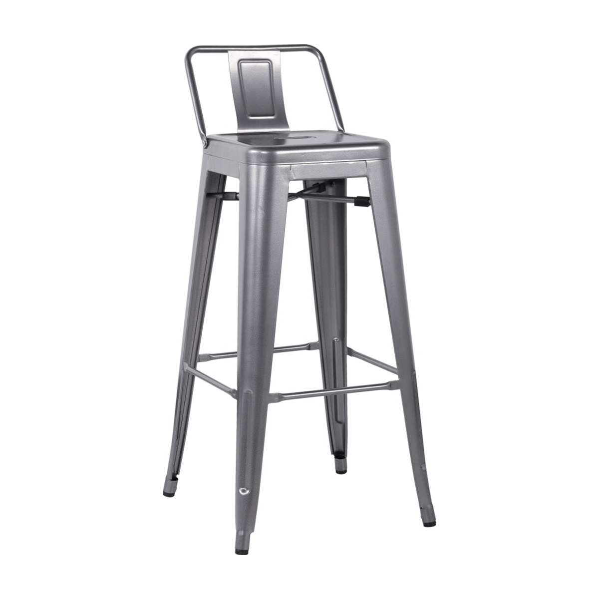 METAL TOLIX BAR STOOL <br> WITH SQUARE BACK REST <br> Raw Steel