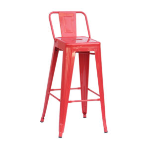 METAL TOLIX BAR STOOL <br> SQUARE BACK <br> Red