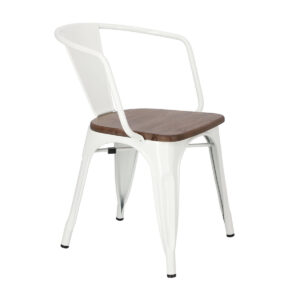 TOLIX ARMCHAIR HIGH GLOSS <br> WITH WOOD <br> White