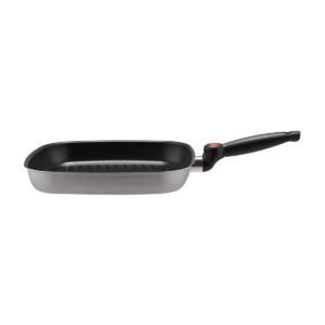 VULCANO GREY SQUARE GRILL PAN 280MM <br> WITH RECLINABLE HANDLE <br> By Piardi