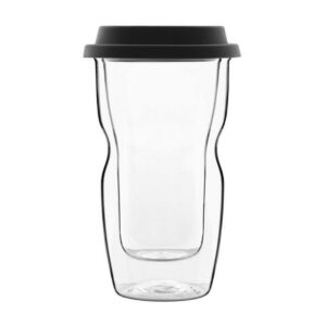 THERMIC GLASS COFFEE-ON-THE-GO MUG 340ML <br> WITH SILICON LID <br> By Luigi Bormioli