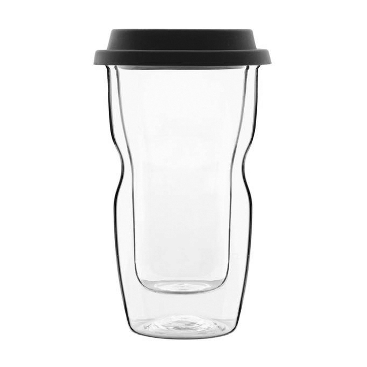 THERMIC GLASS COFFEE-ON-THE-GO MUG 340ML <br> WITH SILICON LID <br> By Luigi Bormioli