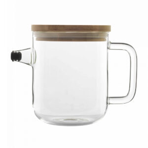 GLASS ANTI-DRIP TEAPOT 1L <br> WITH BAMBOO LID <br> By Luigi Bormioli
