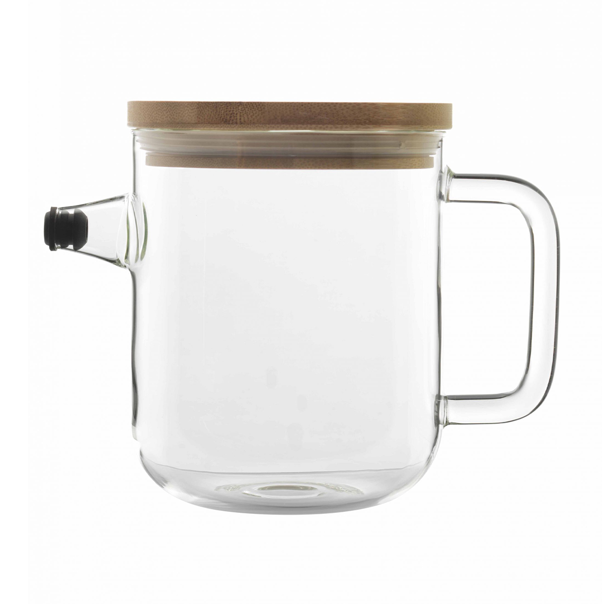 GLASS ANTI-DRIP TEAPOT 1L <br> WITH BAMBOO LID <br> By Luigi Bormioli