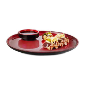 ASIA PLUS ROUND SERVING PLATE 280MM <br> BLACK/RED <br> By APS