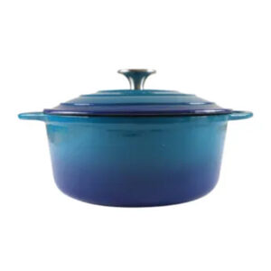 CAST IRON ROUND CASSEROLE DISH 3.5L <br> BLUE