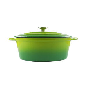 CAST IRON OVAL CASSEROLE DISH 3L <br> GREEN