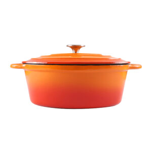 CAST IRON OVAL CASSEROLE DISH 4L <br> ORANGE