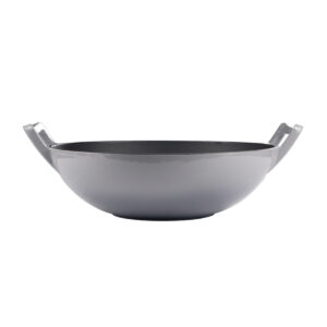 CAST IRON WOK WITH HANDLES 380MM <br> GREY