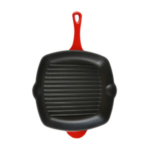 CAST IRON CHEF SQUARE GRILL PAN <br> RED