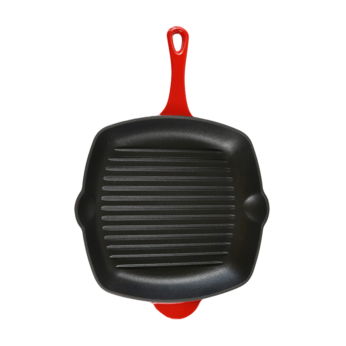 CAST IRON CHEF SQUARE GRILL PAN <br> RED