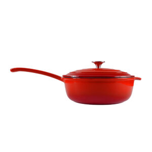 CAST IRON CHEF SAUCEPAN WITH LID 240MM <br> RED