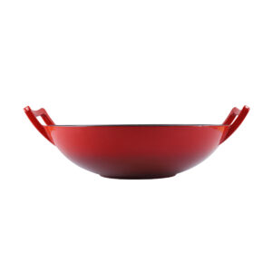 CAST IRON WOK WITH HANDLES 360MM <br> RED