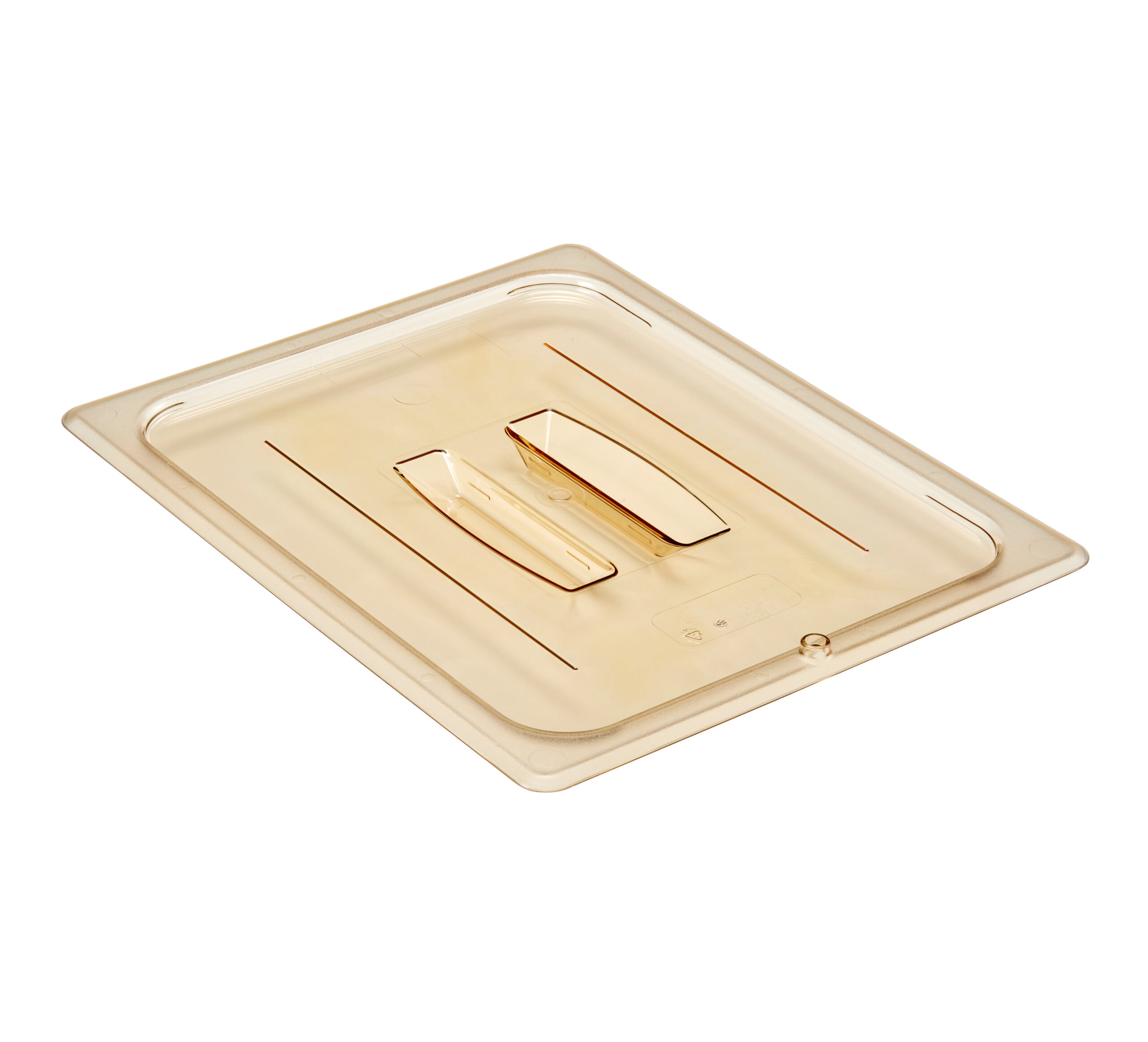 HIGH HEAT LID WITH HANDLE AMBER FOR 1/2 HIGH HEAT PANS <br> By Cambro