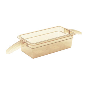 HIGH HEAT 1/3 GN PAN AMBER WITH DOUBLE HANDLE - 100MM <br> By Cambro