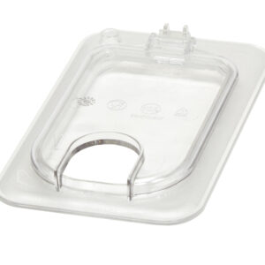 POLYCARBONATE CLEAR HINGED FLIP LID WITH NOTCH FOR 1/9 PANS <br> By Cambro