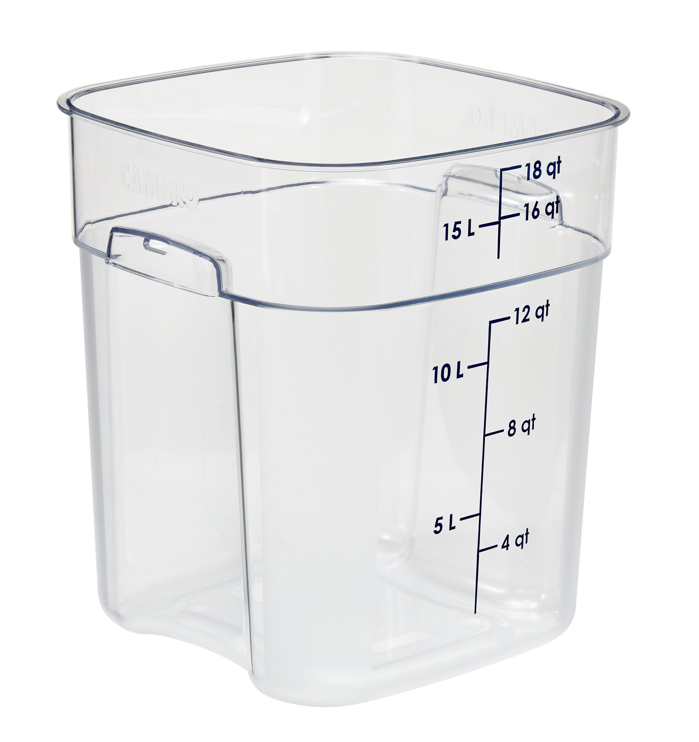 SQUARE POLYCARBONATE STORAGE CONTAINER CLEAR 18 LTR <br> By Cambro