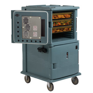 UPC ELECTRIC HEATED FRONT LOADER 1600 SERIES SLATE BLUE - TWO CABINET WITH WHEELS - 220V <br> By Cambro