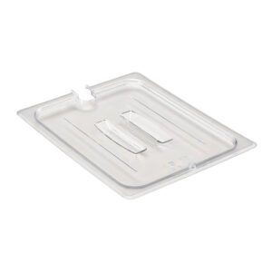 POLYCARBONATE CLEAR LID WITH HANDLE - NOTCHED - FOR 1/2 PANS <br> By Cambro